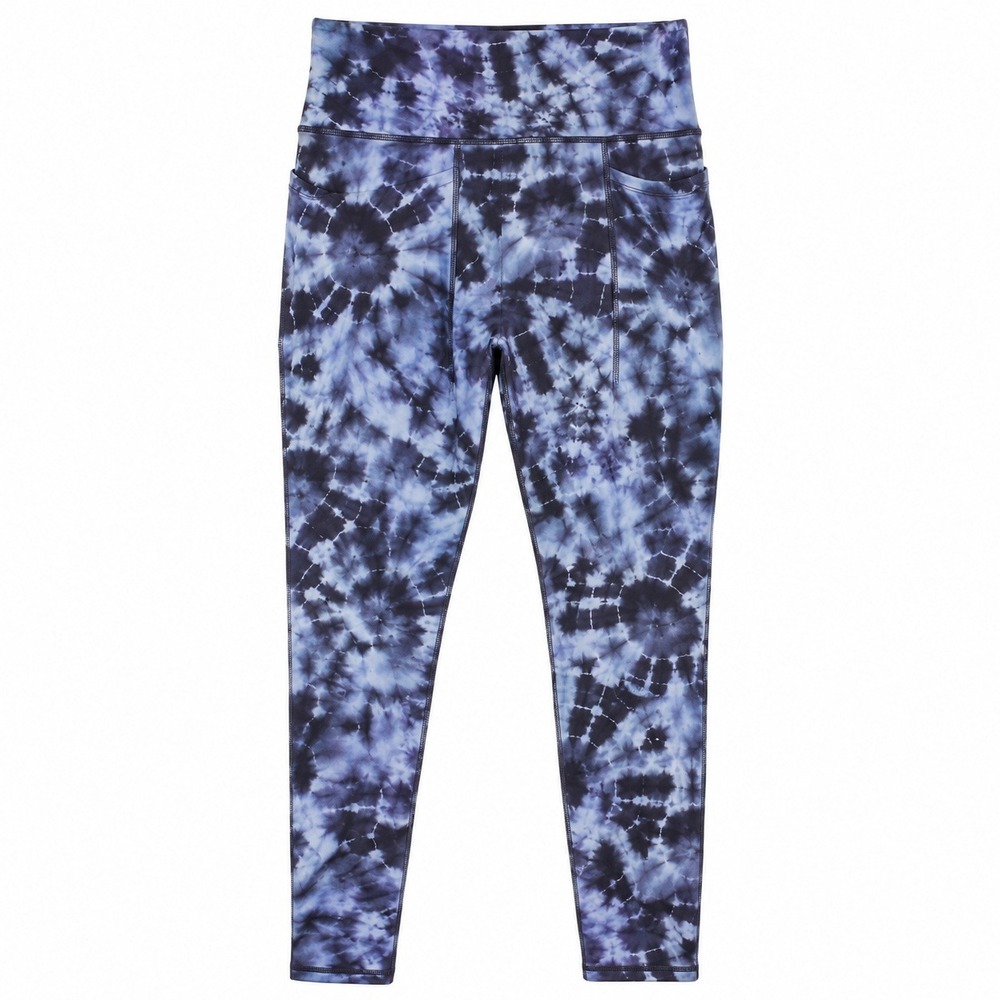 Athleta Salutation Stash Pocket II Print 7/8 Leggings Tie Dye Blue Grey LT